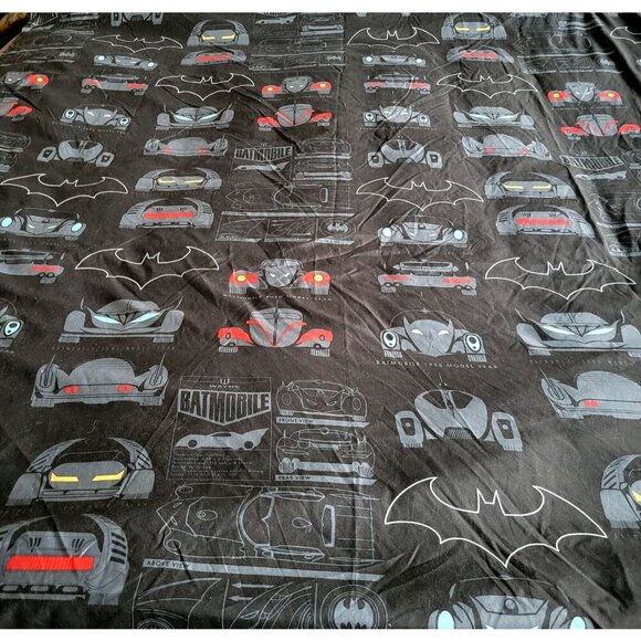 Batman DC Comics Twin Flat Sheet Black Batmobiles Throughout the Years Franco - Picture 2 of 4